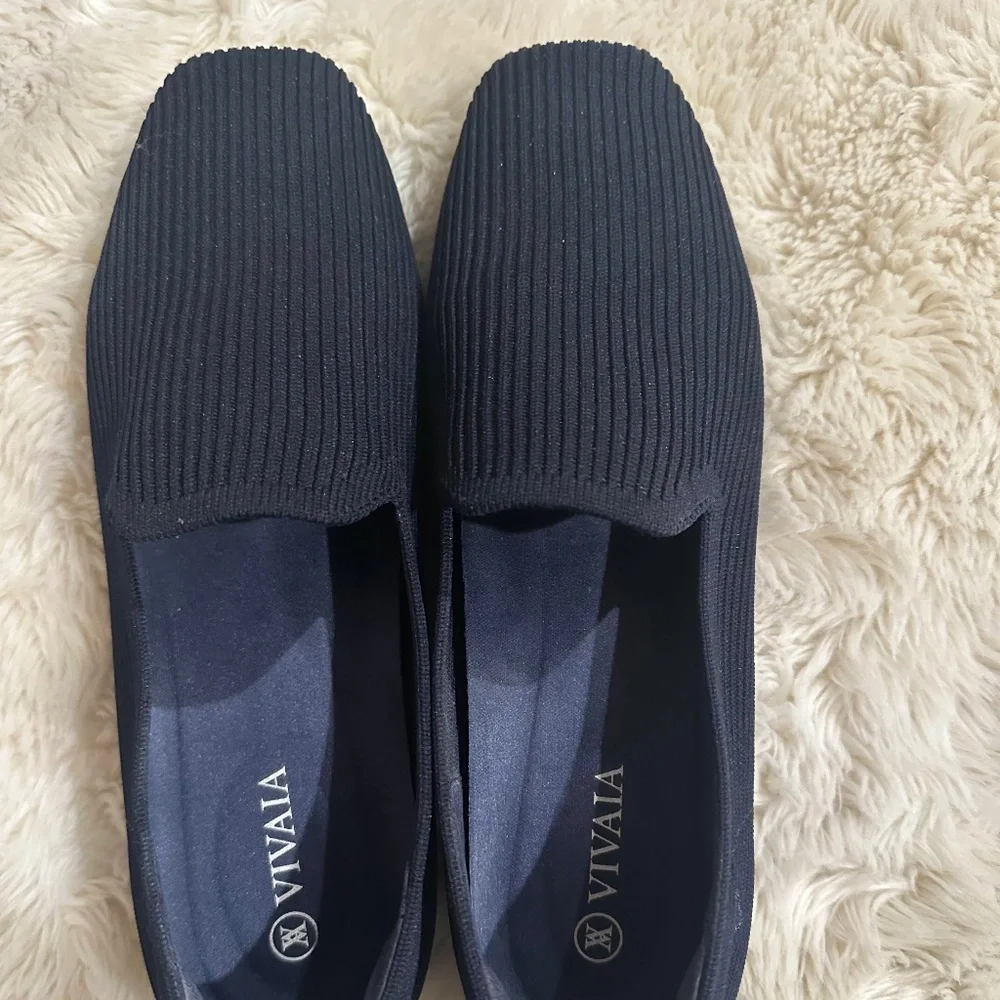 Vivaia Navy Square-Toe Loafers (Samantha) - 7 / 7.5 - Picture 3 of 8